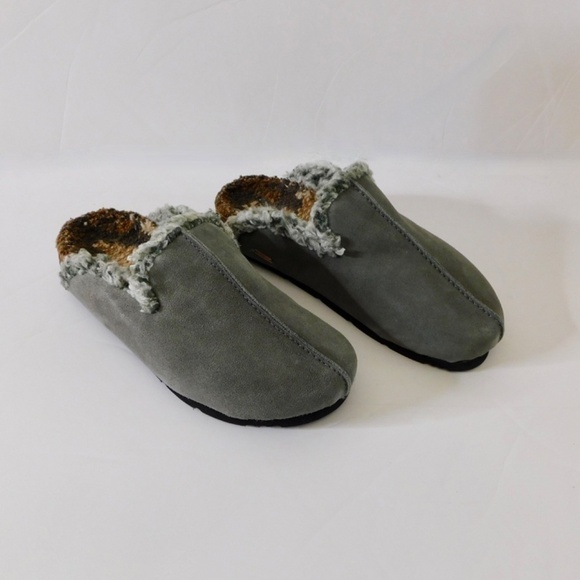 NWT!! New in Box FREE PEOPLE Damon Cozy Mules Gray Suede Slate Faux Fur 36.5 6 - Picture 8 of 15